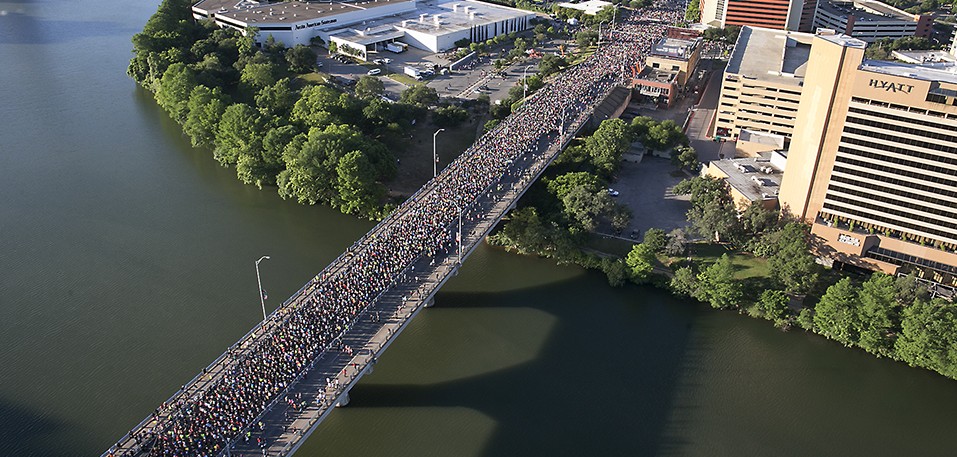 Above shot of the thousands of runners during the Cap10k 