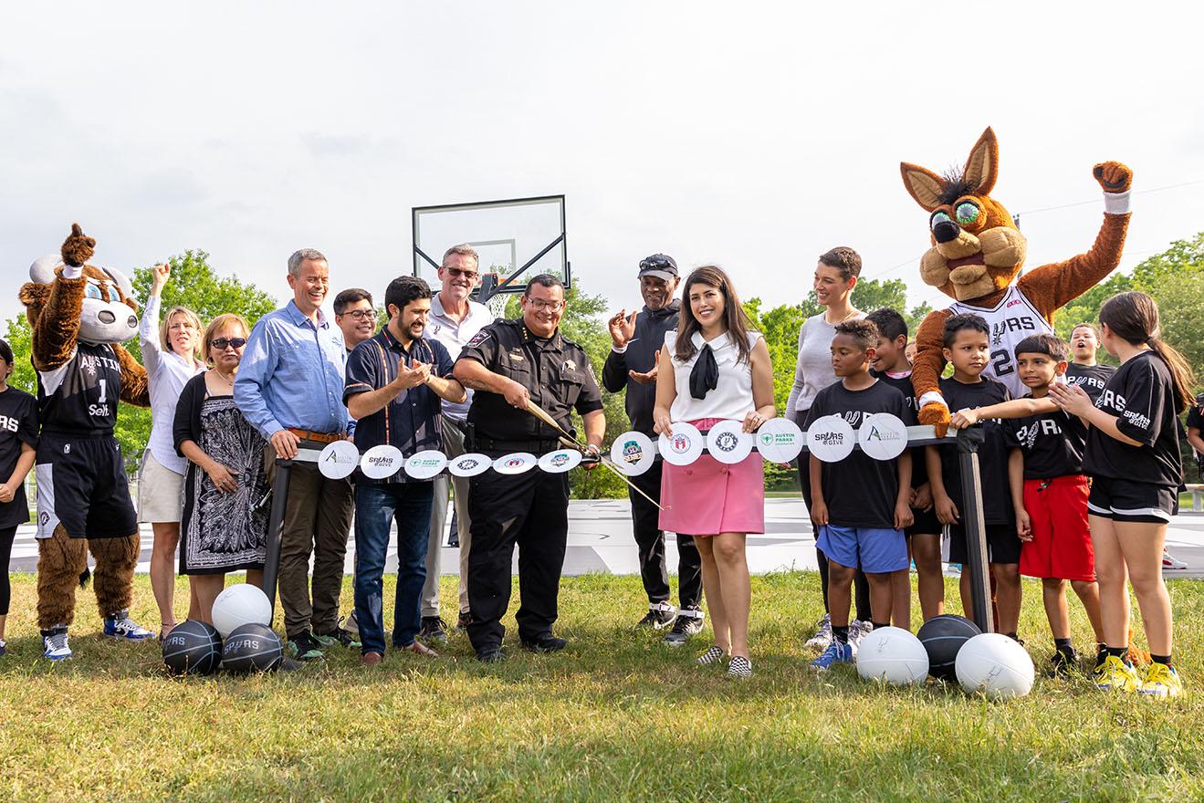 Featured image for “APF + Spurs team up for Play ATX with Dove Springs court renovation”